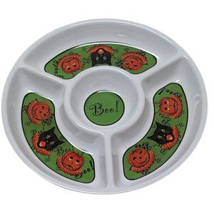 Bethany Lowe Halloween Sassy Cat Chip and Dip Melamine Platter